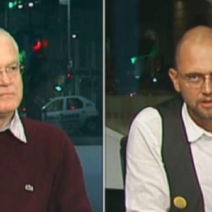 SCANDAL la B1 TV! Nicolicea: Hai, plimbă ursu d-acia! Oreste: Nu ”d-acia”! Ne despart vreo patru biblioteci, țărane! Voi, ăștia de la PSD, vreți să ne impuneți cu pumnul în gură orice