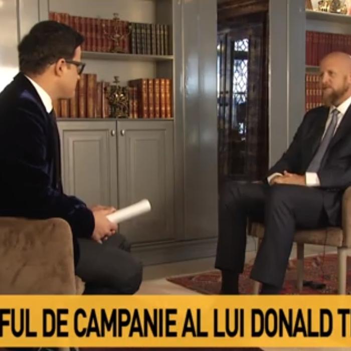 Șeful de campanie al lui Donald Trump, la Antena 3: „Este prima mea călătorie în România”