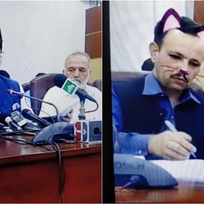 GAFĂ la transmisiunea live a unui ministru pakistanez. I-au apărut urechi şi mustăţi de pisică
