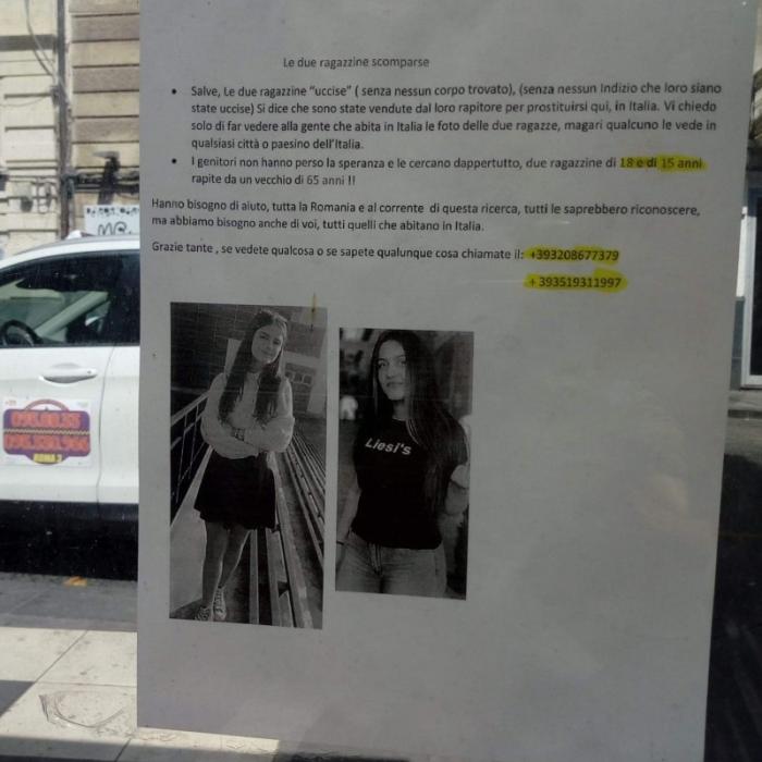 Alexandra și Luiza, CĂUTATE în Italia. "Dați o mână de ajutor, toată România le caută". SHARE MASIV