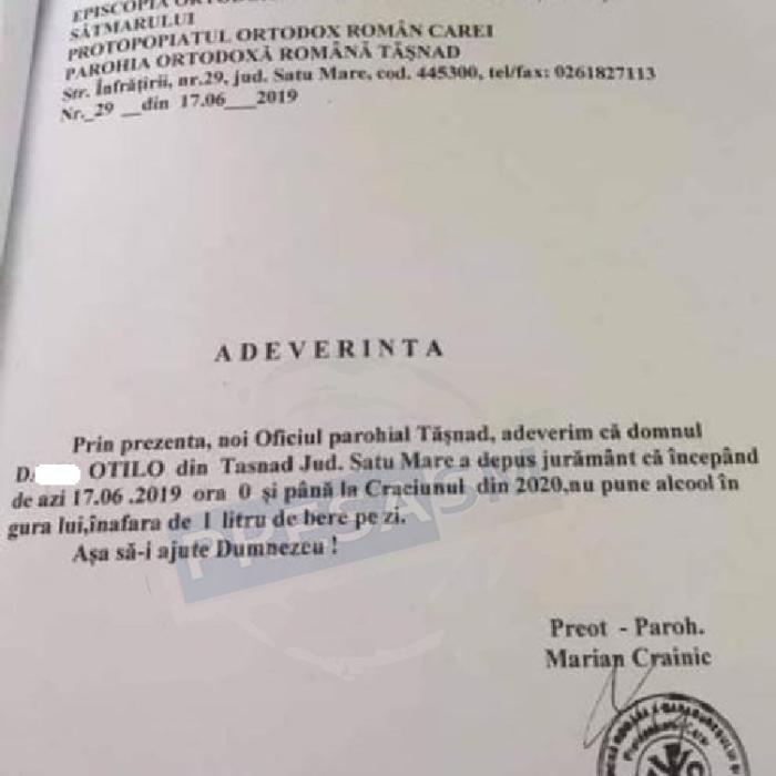 Un român are BINECUVÂNTAREA Bisericii să bea un 1 LITRU de bere ZILNIC. ADEVERINȚA care stârnește râsul îi ajută pe bărbați să se angajeze