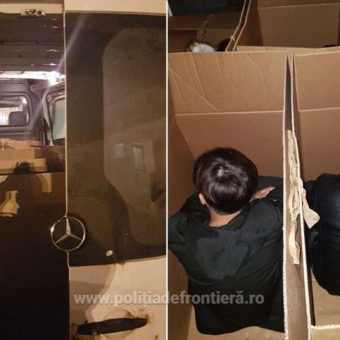 „Gift-box“ de Nădlac: Au vrut să treacă granița României ascunși în...cutii de carton (VIDEO)