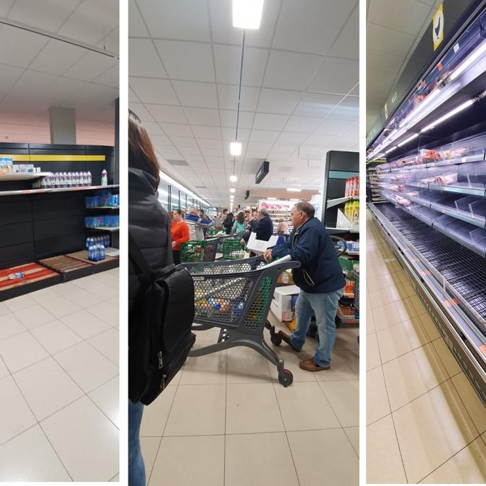 Spania. Speriați de coronavirus, oamenii au golit rafturile magazinelor dis de dimineață