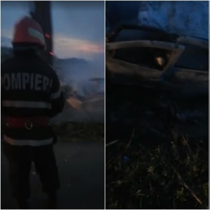 Momentul dramatic în care polițiștii își dau seama că în mașina care arde sunt colegii lor: „Băi, ăștia-s ai noștri!” (VIDEO)