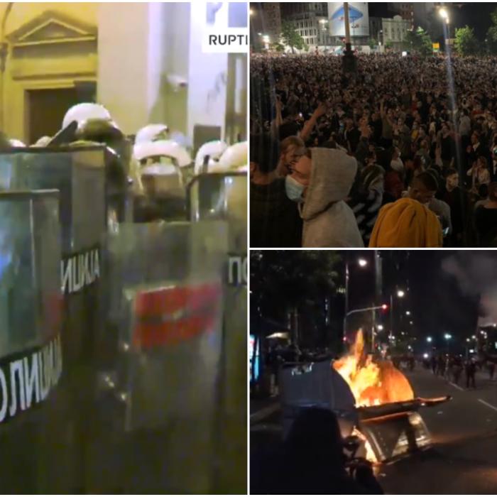 Proteste VIOLENTE în Serbia. Oamenii au luat cu ASALT Parlamentul după reimpunerea stării de urgență-FOTO/VIDEO