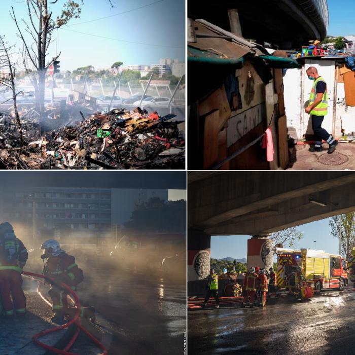 Incendiu uriaș în Franța la o tabără de romi din România: Unii se întorc mâine în țară. „Sunt prea mulți șobolani și paturi“