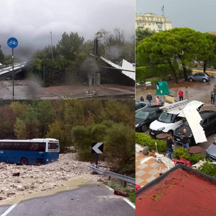 Imaginile TERORII în Italia: Tornadă, inundații și furtuni puternice. Oameni blocați în mașini, zeci de persoane evacuate din case