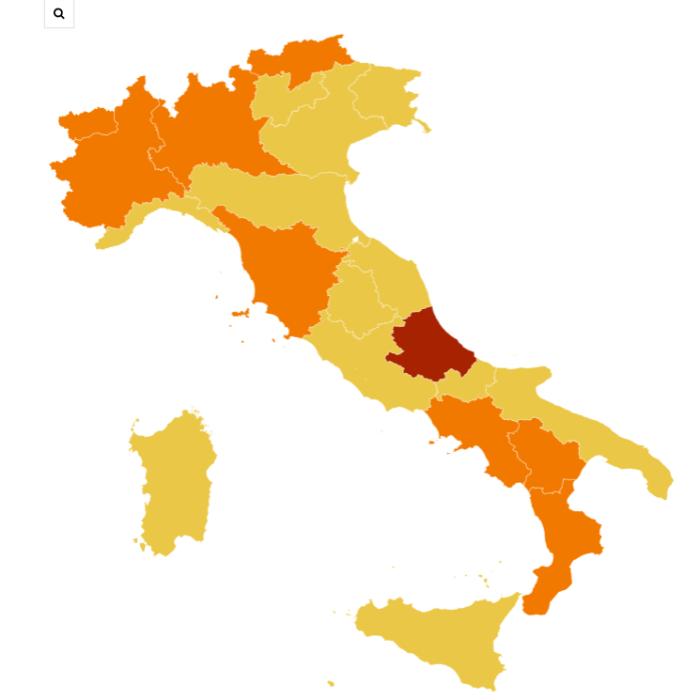 Opt regiuni din Italia ies din scenariul ROȘU