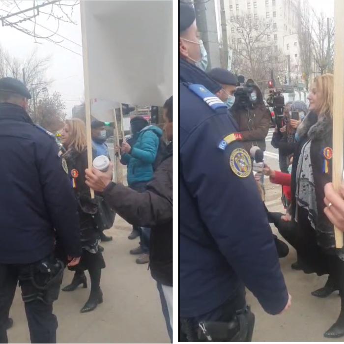 Avocata Șoșoacă, SCANDAL cu jandarmii în față la DIICOT: Protest fără mască (VIDEO)