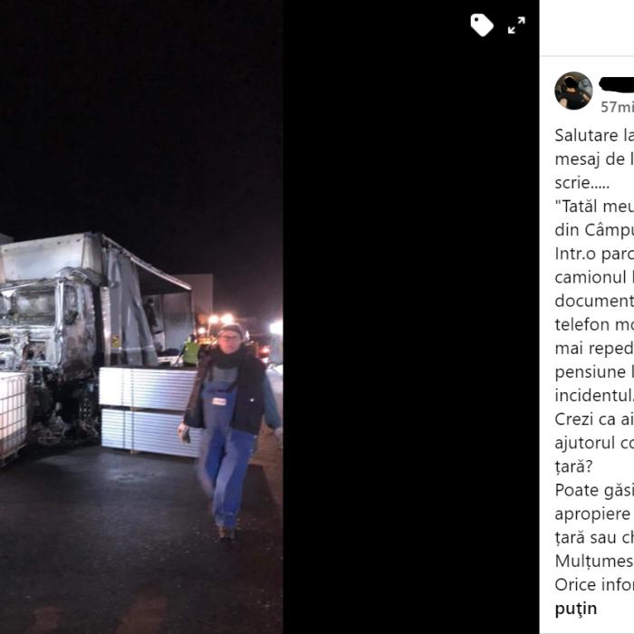 Alertă într-un oraș din Franța: Camionul unui român, ARS în totalitate lângă un supermarket: „Nu are acte, bani și niciun telefon“ (FOTO)