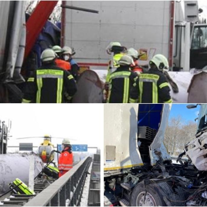 Accident mortal cu patru TIR-uri, în Germania: Un român a scăpat ca prin minune