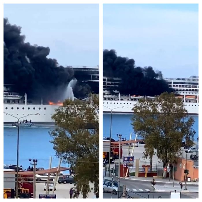 Nava de pasageri MSC Lirica a luat FOC în Grecia, în zona cabinelor pentru turiști. Video