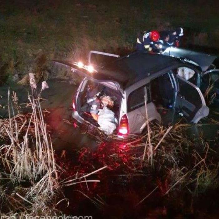 Un autoturism a căzut într-un canal cu apă. Cinci români, printre care și un minor, au ajuns la spital
