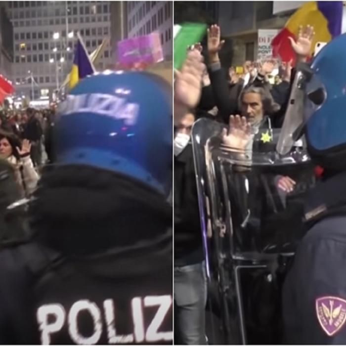 Italia. Steagul României, fluturat la protestele antivacciniştilor - VIDEO