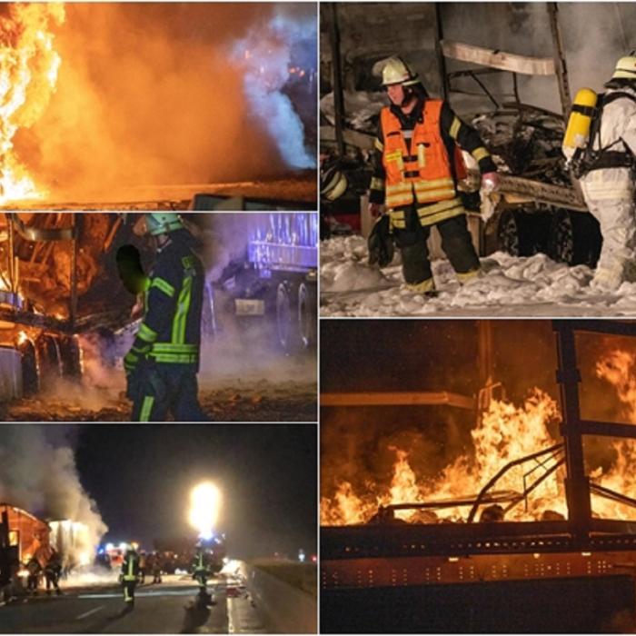 Germania. Șofer român de TIR, ars de viu în cabină: Accident cumplit pe A7 cu patru camioane (FOTO-VIDEO)