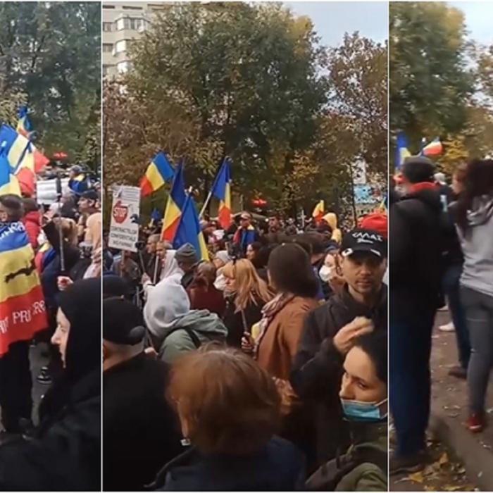 Protest în București împotriva noilor restricţii care vor intra în vigoare de mâine - VIDEO