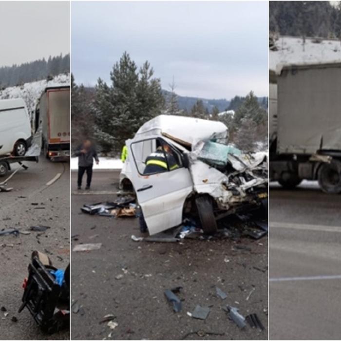 Microbuz care venea din străinătate, accident teribil pe Mestecăniș. Doi pasageri încarcerați