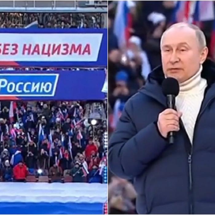 În timp ce oamenii mor, Vladimir Putin este aclamat pe un stadion cu peste 130.000 de oameni: „Trebuie să implementăm toate planurile pe care le-am stabilit!” - VIDEO
