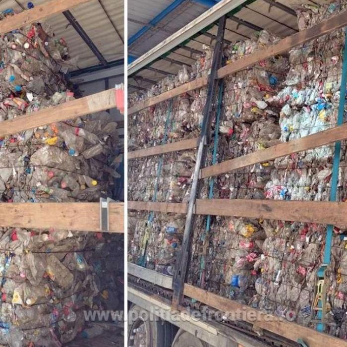 TIR, încărcat cu aproximativ 13 tone de deşeuri din Bulgara, oprit la intrarea în țară