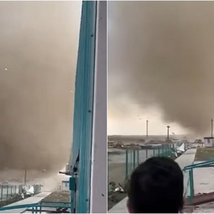 Tornadă puternică la țărmul Mării Negre: Vârtejul a măturat tot ce a întâlnit în cale, inclusiv zeci de mașini și un restaurant - VIDEO
