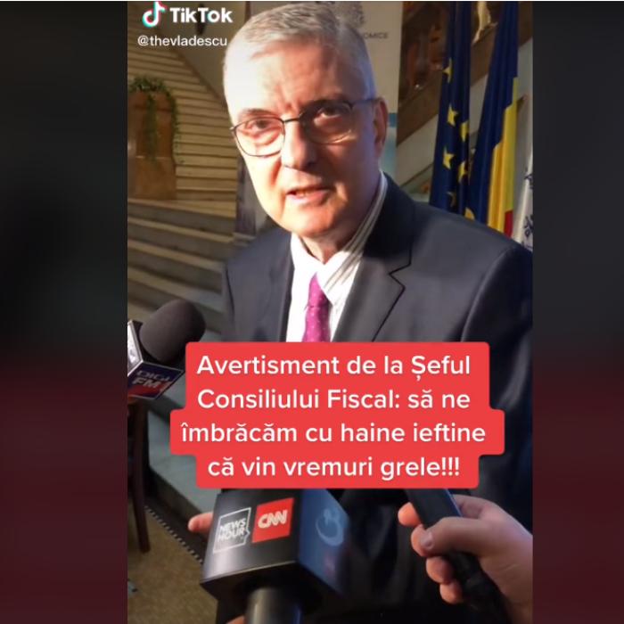 Șeful Consilului Fiscal îi îndeamnă pe români să cumpere lucruri ieftine și să economisească "chiar din puținul pe care îl au"