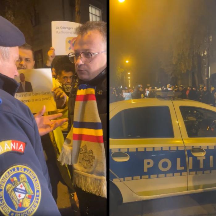Protest la Ambasada Austriei la București. George Simion, scandal cu jandarmii 