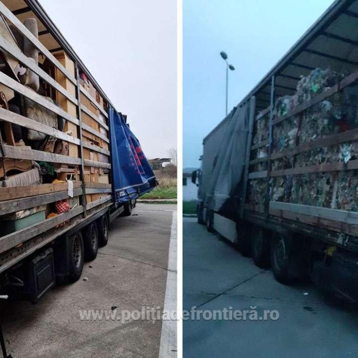 Șase transporturi cu deşeuri, întoarse de la frontieră: Tone de haine, mobilă și electrocasnice vechi urmau să ajungă pe piață