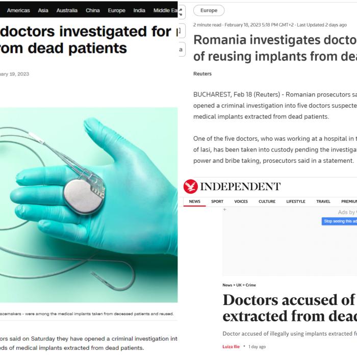 Cazul medicilor români care refoloseau stimulatoare cardiace de la cadavre a ajuns în presa internațională
