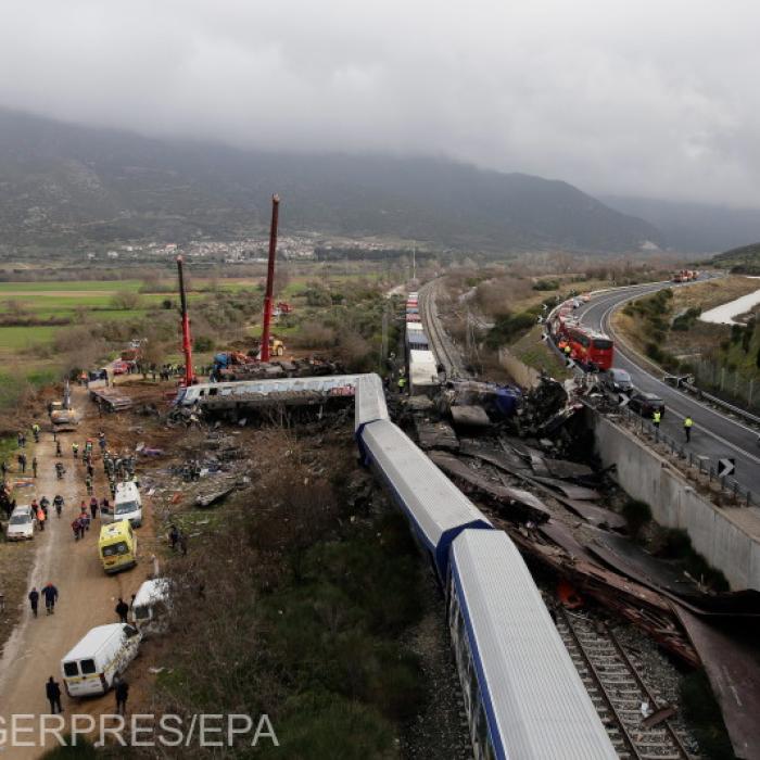 Traficul feroviar din Grecia, reluat treptat din 22 martie: A fost întrerupt din cauza accidentului cu 57 de decese