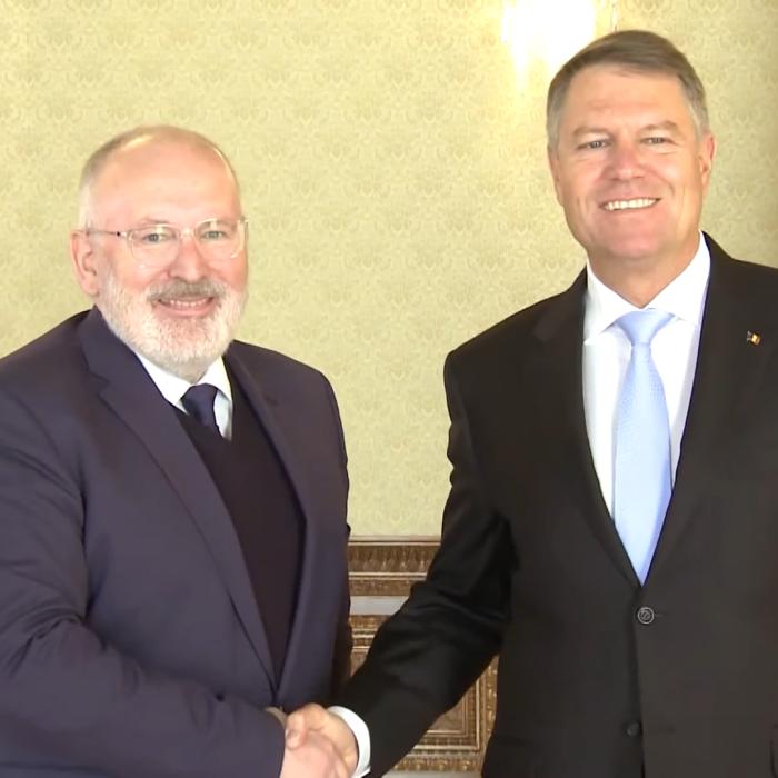 Iohannis, întâlnire cu Frans Timmermans. Discuția s-a concentrat pe implementarea Pactului Verde și aderarea României la Schengen