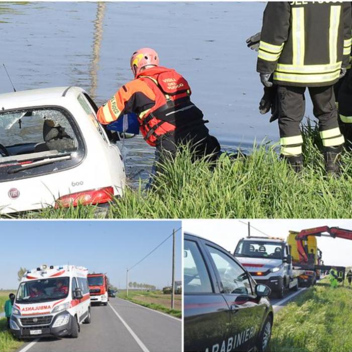 Doi români, eroi în Italia: au scos o italiancă de 63 de ani blocată în mașina răsturnată într-un canal cu apă. "Sunt îngerii mei"