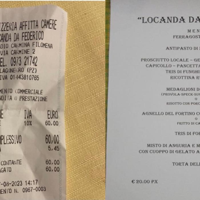 Surpriză plăcută la un restaurant din Italia: O notă de plată de 60 de euro pentru șapte persoane. "Am mâncat antreul, felul întâi și felul doi"