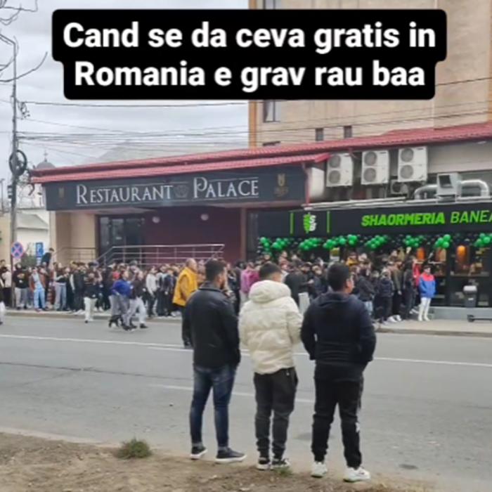 Bătaie pe shaorma gratis la Focșani. Sute de tineri au stat la coadă în ploaie să-l vadă pe Dorian Popa