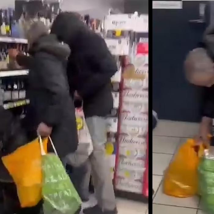 Hoți surprinși cum fură în văzul tuturor sticle de băutură din supermarket, în timp ce clienții se îmbulzesc pentru ultimele cumpărături / VIDEO