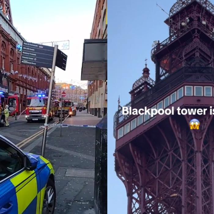 Turiști evacuați în urma unui incendiu izbucnit la Blackpool Tower, Anglia. Echipajele de pompieri se luptă să stingă flăcările - VIDEO