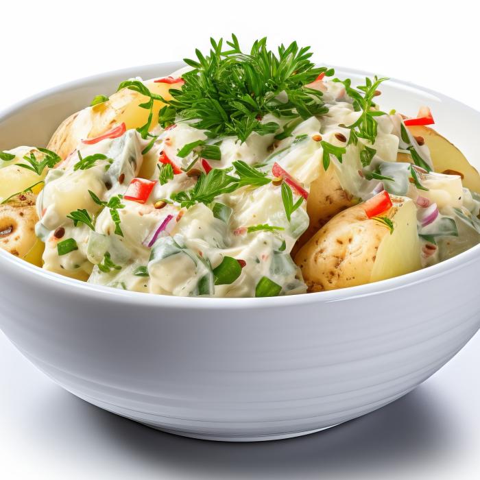 Salată de cartofi în stil tradițional german. Se face rapid și are un gust sublim