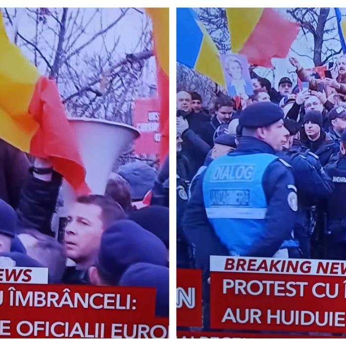 AUR, protest de amploare la congresul PPE de la Romexpo. Au spart cordonul jandarmilor 