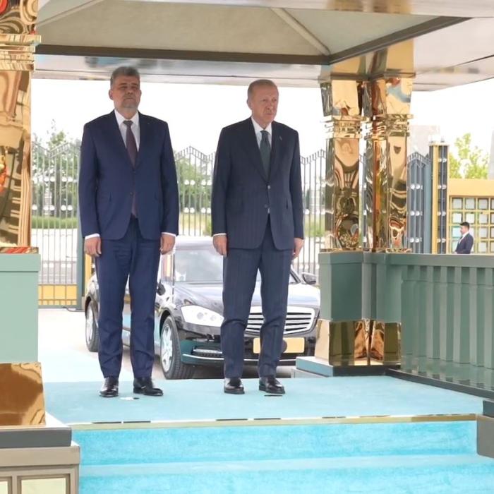 Premierul Ciolacu a fost primit de președintele Erdogan la Palatul Prezidențial din Ankara