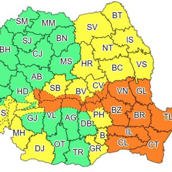 Cod galben de vreme instabilă în 20 de județe din România, astăzi - 25 mai 2024 