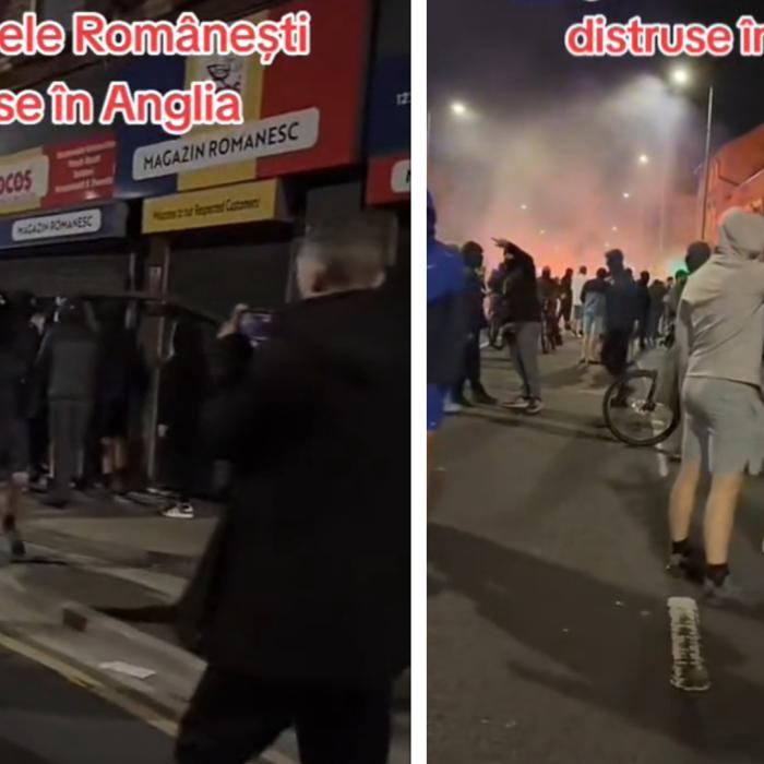 Proteste violente anti-imigranți în Anglia. Tineri mascați au vandalizat un magazin românesc: "Să plece toți străinii din țară" / VIDEO