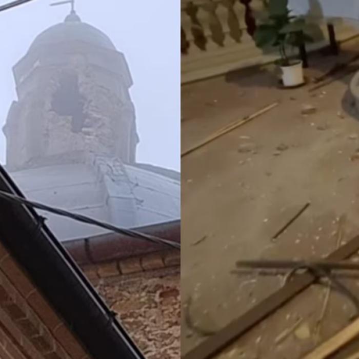 Vreme extremă în Italia: Un fulger a lovit turla unei biserici, cauzând pagube considerabile. Localnic: „Am auzit o bubuitură puternică”