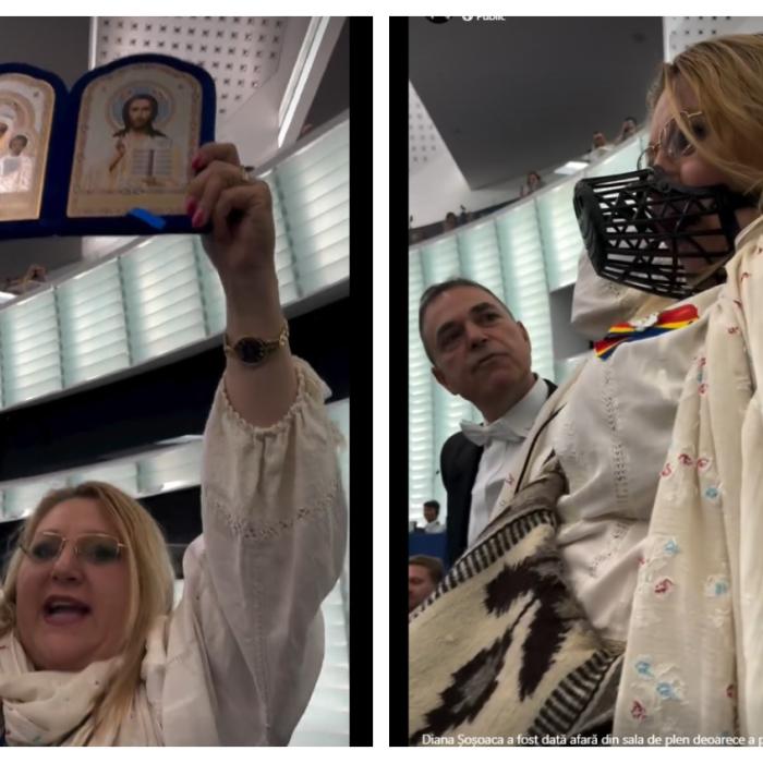 Șoșoacă, sancționată pentru circul din Parlamentul European. Va sta 7 zile pe tușă, timp în care nu va primi indemnizația zilnică