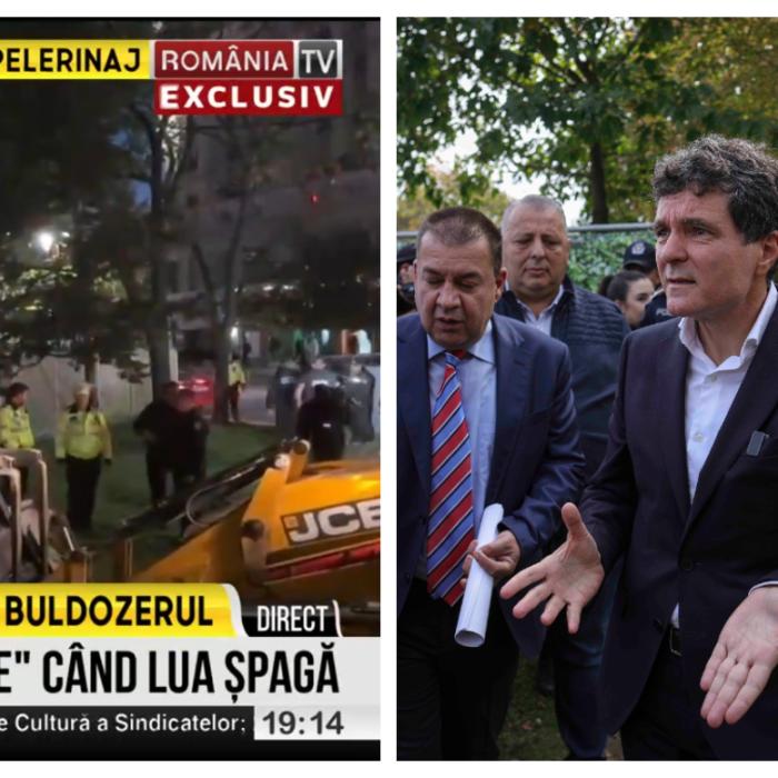 Nicușor Dan a dat "atacul de noapte" la planșeul Unirii. Polițiștii locali s-au pus în fața buldozerelor și au sunat la ambulanță 