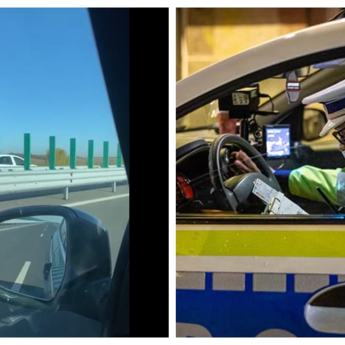 Șofer de 70 de ani, filmat cum merge pe contrasens pe autostradă. În mașină se afla cu o o femeie și un copil 