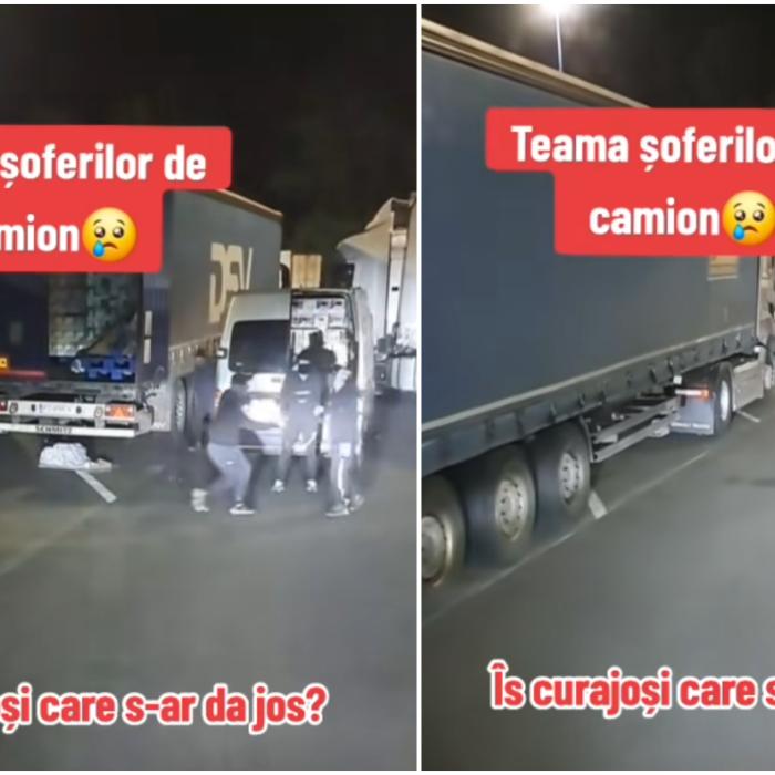 Șoferii români își riscă viața prin parcările din Europa. Momentul în care hoți înarmați jefuiesc un camion - VIDEO