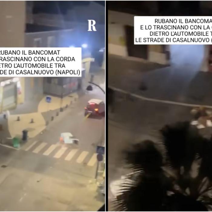 Jaf spectaculos în Italia. Hoții au smuls bancomatul din zidul băncii și l-au târât sute de metri pe străzi - VIDEO