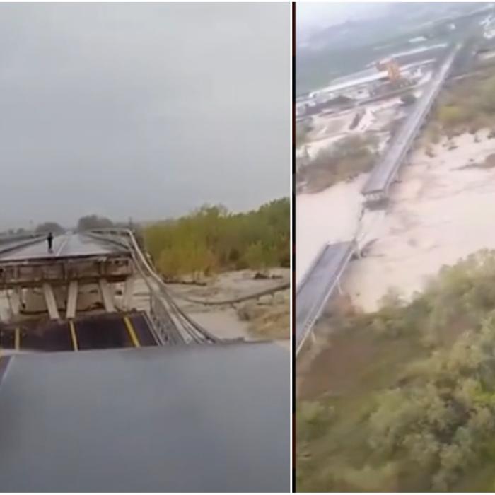 Pod prăbușit în Italia. Poliția a închis circulația cu puțin timp înainte 