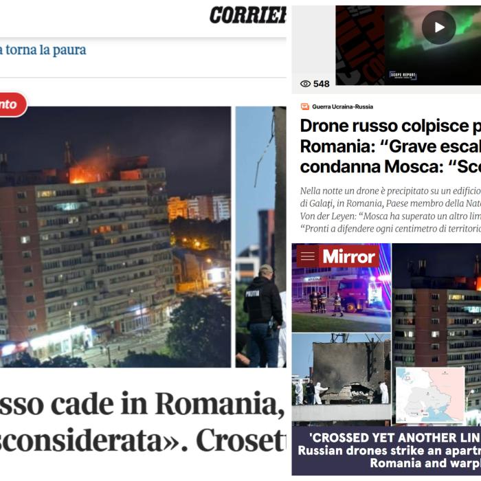 Drona rusească de la Galați, pe prima pagină în presa internațională. Subiect principal în Corriere Della Sera și The Mirror