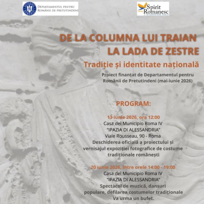 „De la Columna lui Traian la lada de zestre” - Expoziție, flashmob și paradă de costume tradiționale românești în inima Romei