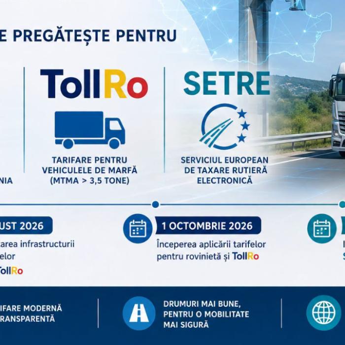 Oficial: TollRo intră în vigoare de la 1 octombrie. Impact major pentru firmele de transport. Taxele de pod de la Fetești și Giurgeni dispar